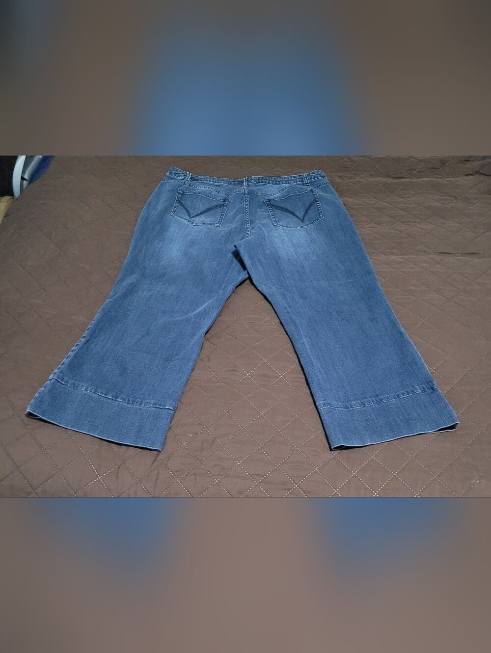 Vintage Lane Bryant Plus Size Relaxed Wide Leg Cuffed Crop Jeans Medium Wash - Picture 2 of 7